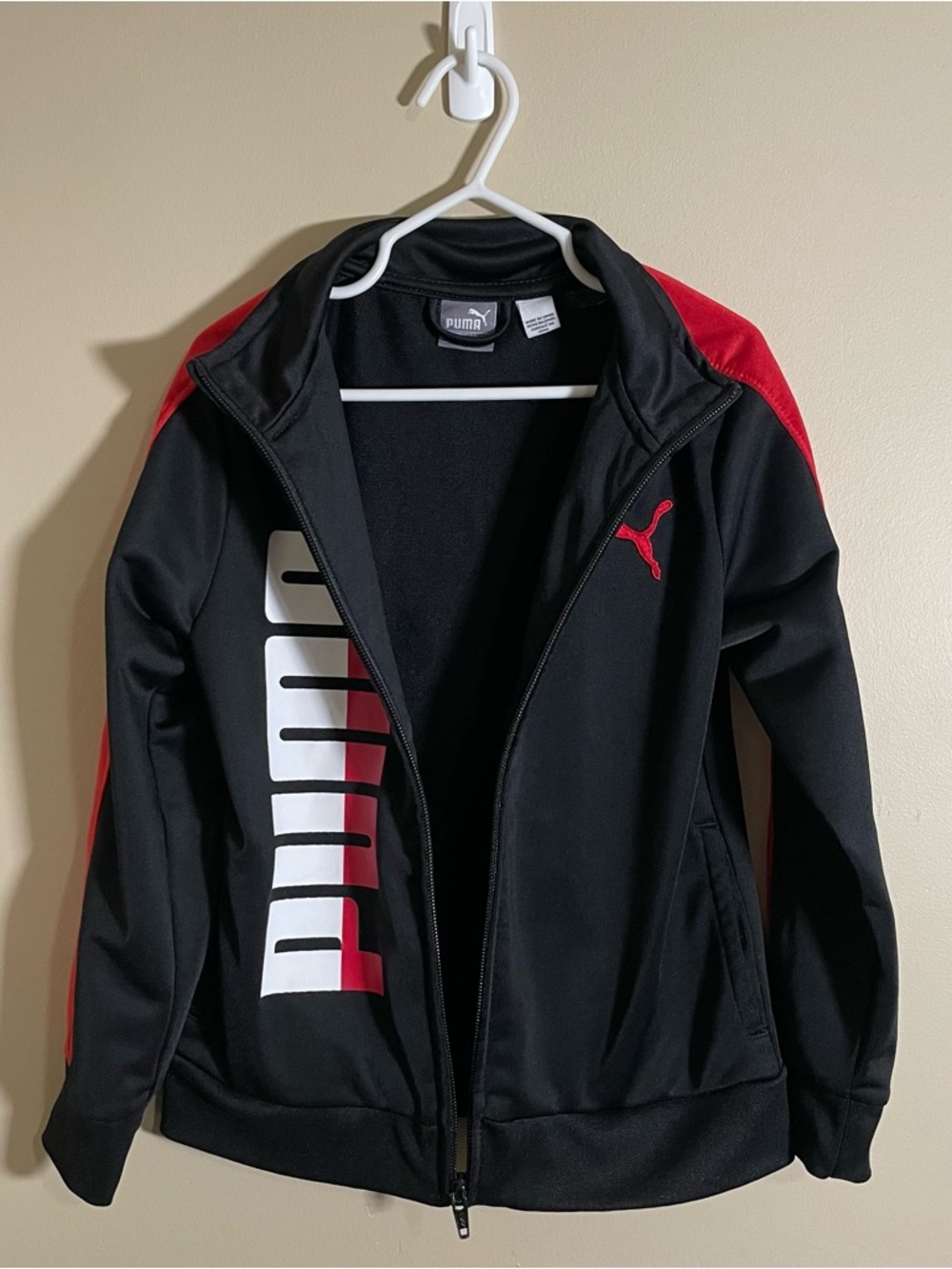 Puma Black & Red Zip-Up Boys Track Jacket